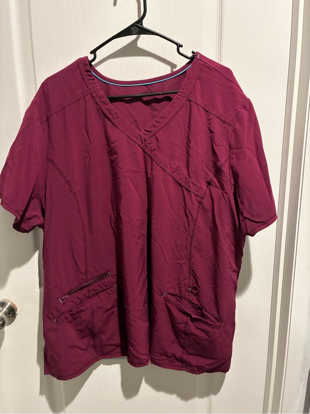 Scrubstar Women's V-Neck Zip Pocket Scrub Top - Burgundy